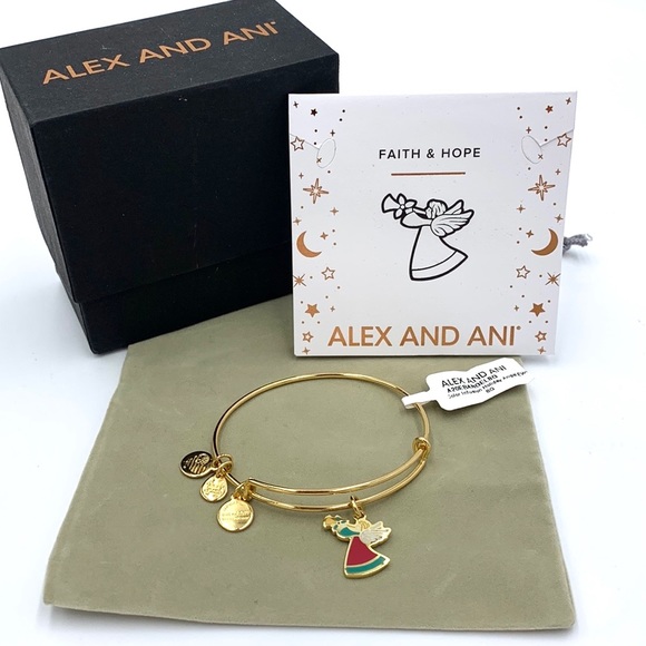 Alex and Ani Color Infusion Holiday Angel Charm Bangle Bracelet - Picture 1 of 11